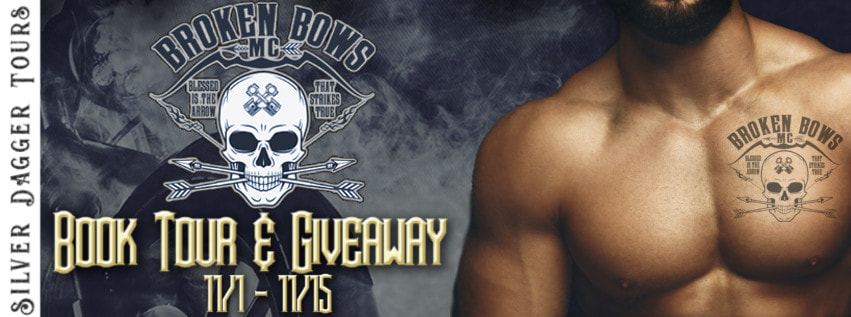 Book Tour Banner for the Broken Bows MC romance series by Kerri Ann  with a Book Tour Giveaway 