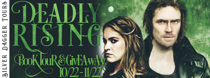 Book Tour Banner for paranormal romance novel Deadly Rising from Booke of the Hidden series by Jeri Westerson with a Book Tour Giveaway 