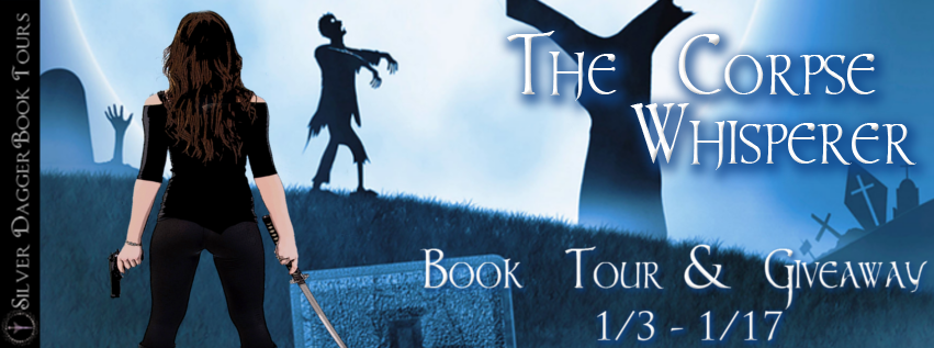 Book Tour Banner for urban fantasy mystery novel The Corpse Whisperer from the Allie Nighthawk Mystery series by H.R. Boldwood with a Book Tour Giveaway 
